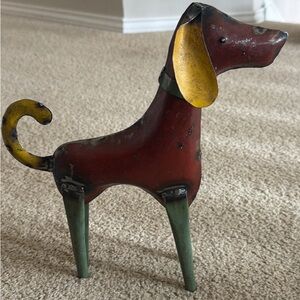 Metal Dog Figurine in Red, Yellow & Green